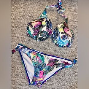 Victorias Secret Blue Paisley Bikini Set